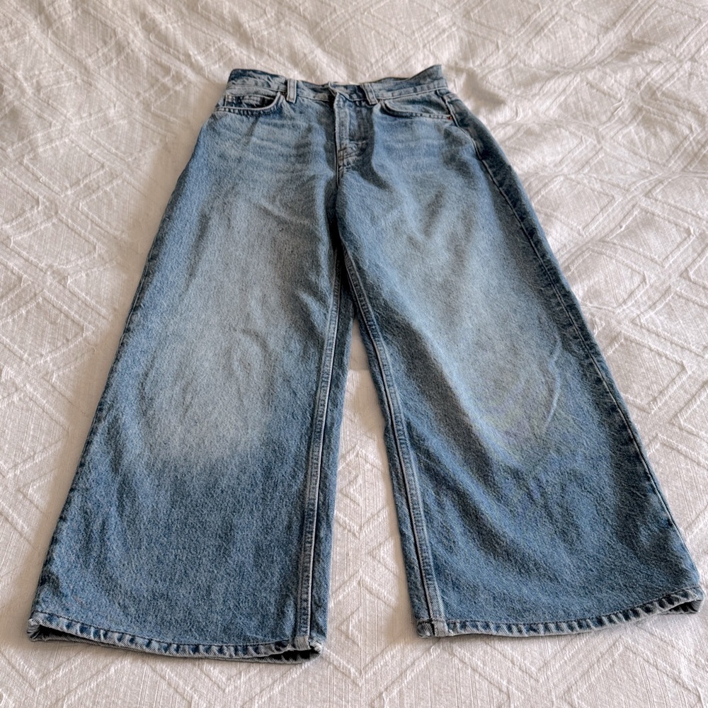 Reformation Cary High Rise Slouchy Wide Leg Light Blue Jeans Size 23